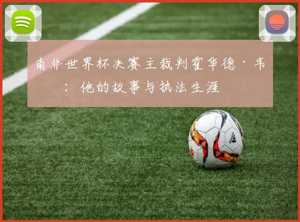 南非世界杯决赛主裁判霍华德·韦伯:他的故事与执法生涯
